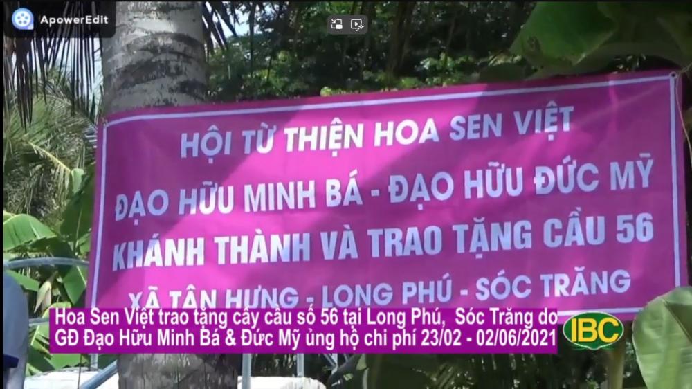 [2021.06.02] Hội từ thiện Hoa Sen Việt tặng cầu 56 do đạo hữu Minh Bá & Đức Mỹ ủng hộ Sóc Trăng