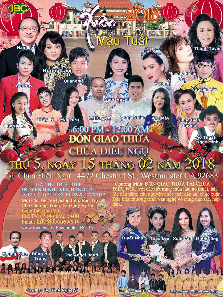 Chương trình ĐÓN GIAO THỪA TẠI CHÙA ĐIỀU NGỰ (15 thang 2,2018)